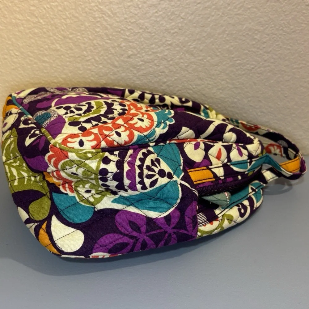 Vera Bradley Plum Crazy Purple Lunch Bag snack plastic lined exterior ID Holder